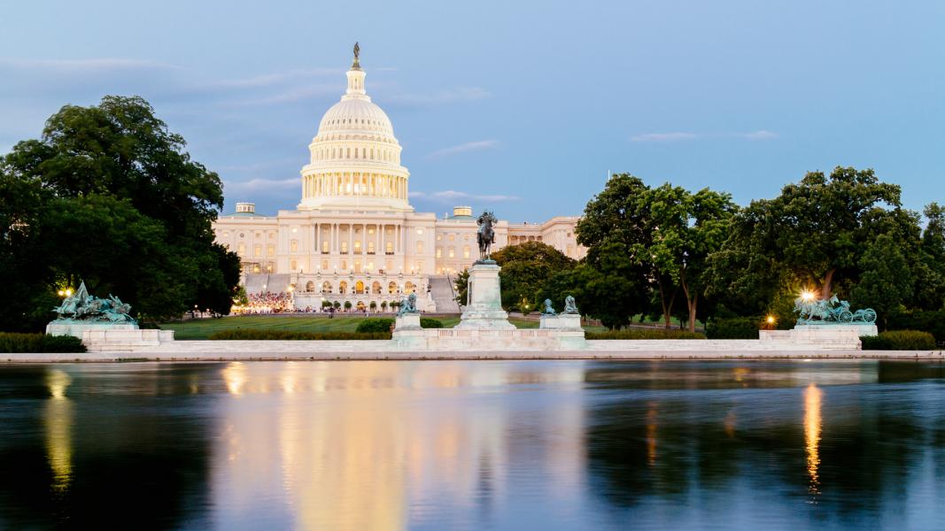 View of Capitol Building from across Reflecting Pool.